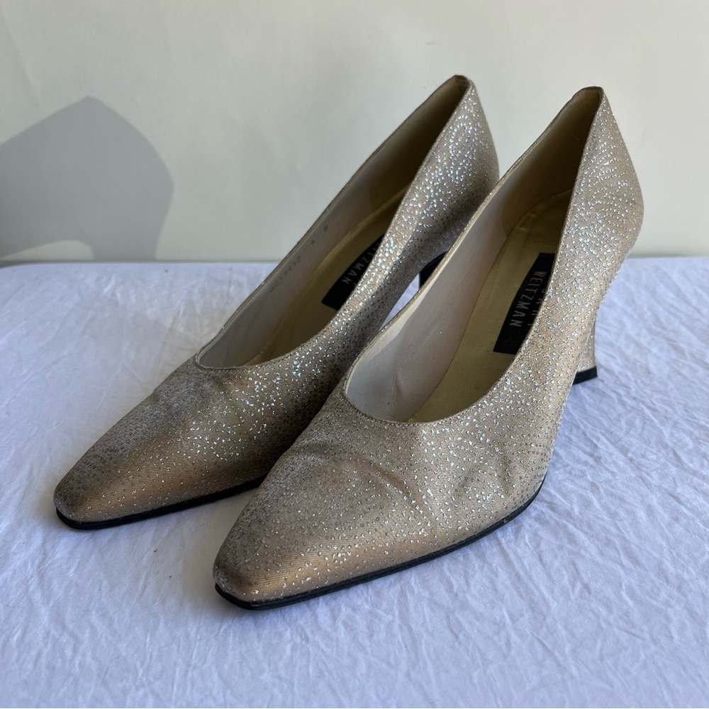 Stuart Weitzman Heels Pumps Sz 9 Women’s Gold EUC